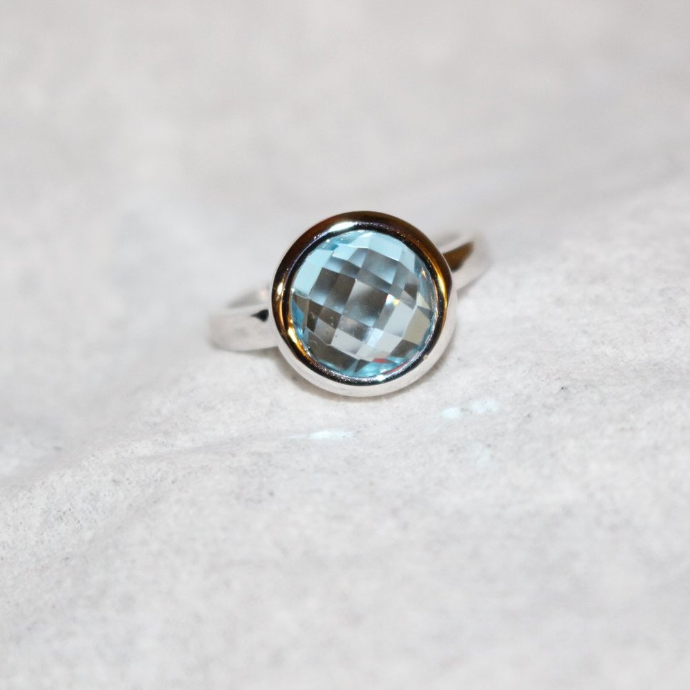 FABULOUS 4.96-carat  Blue Topaz Ring in 14K White Gold - Picture 4 of 9